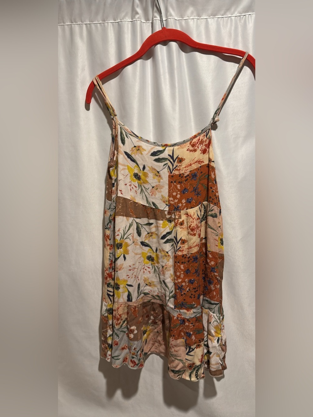 Altar'd State Cream & Brown Floral Patchwork Dress
